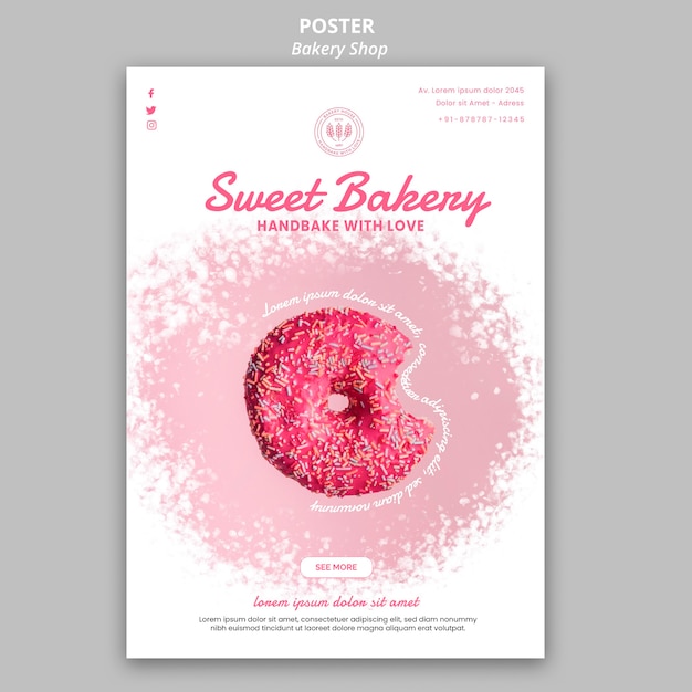 Free PSD bakery shop poster concept