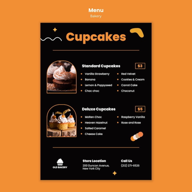 Free PSD bakery shop restaurant menu template