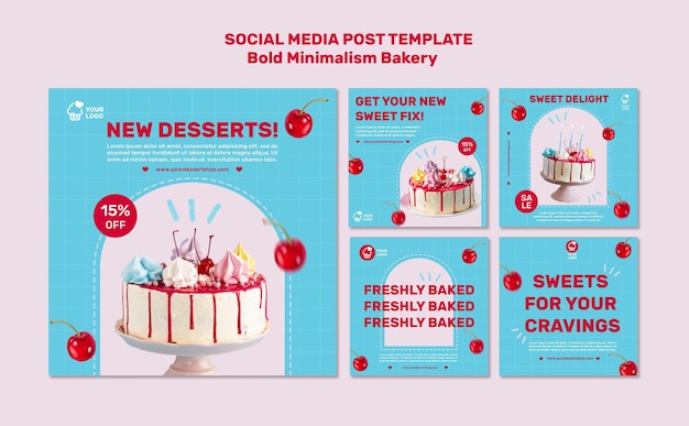 Modello di post sui social media di panetteria