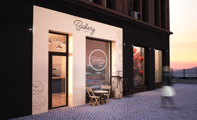 Download Free Psd Bakery Store S Yellow Shop Sign Mockup PSD Mockup Templates