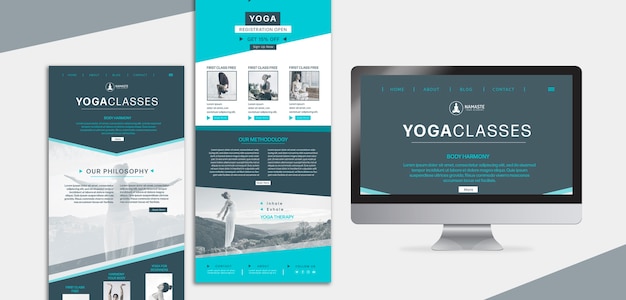 PSD gratuito bilancia la pagina di destinazione della lezione di yoga per la vita