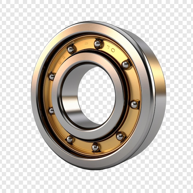 Free PSD ball bearing made of bronze with threads on the outside isolated on transparent background