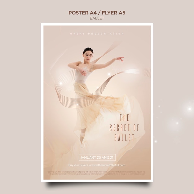 PSD gratuito modello di volantino concetto ballerina