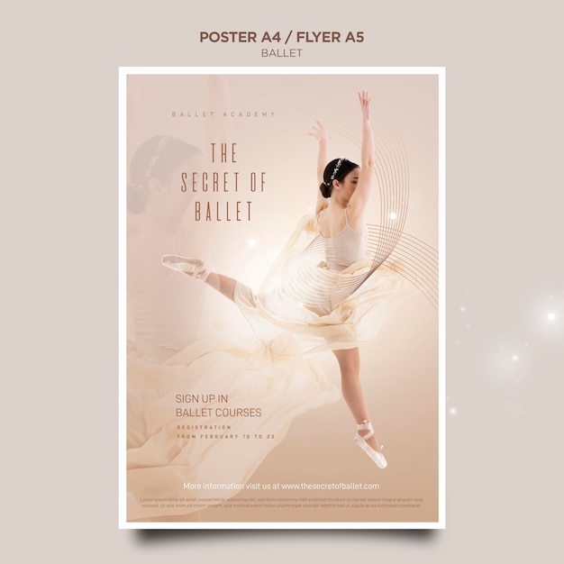 PSD gratuito modello di poster concetto ballerina