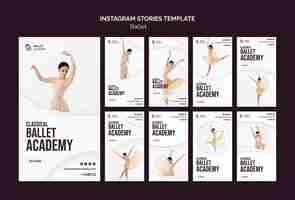 PSD gratuito modello di storie di instagram di concetto di balletto