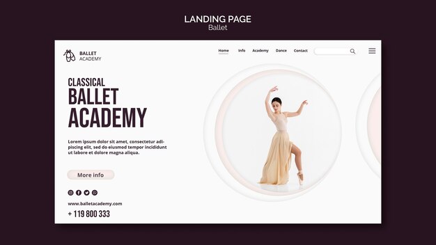 Free PSD ballet concept landing page template