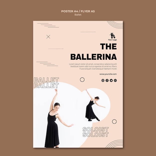 Free PSD ballet concept poster template