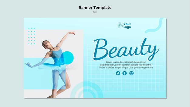 Free PSD ballet dancer banner template with photo