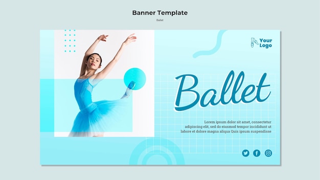 PSD gratuito modello di banner orizzontale ballerino di balletto con foto