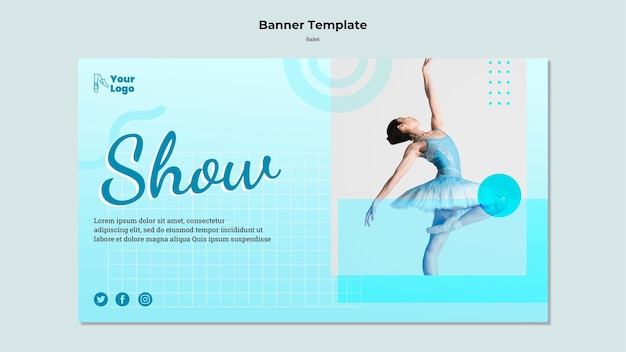 Free PSD ballet dancer horizontal banner template