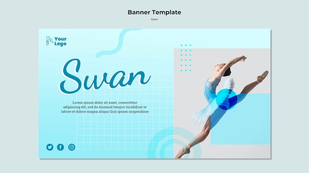 Ballet dancer horizontal banner with photo