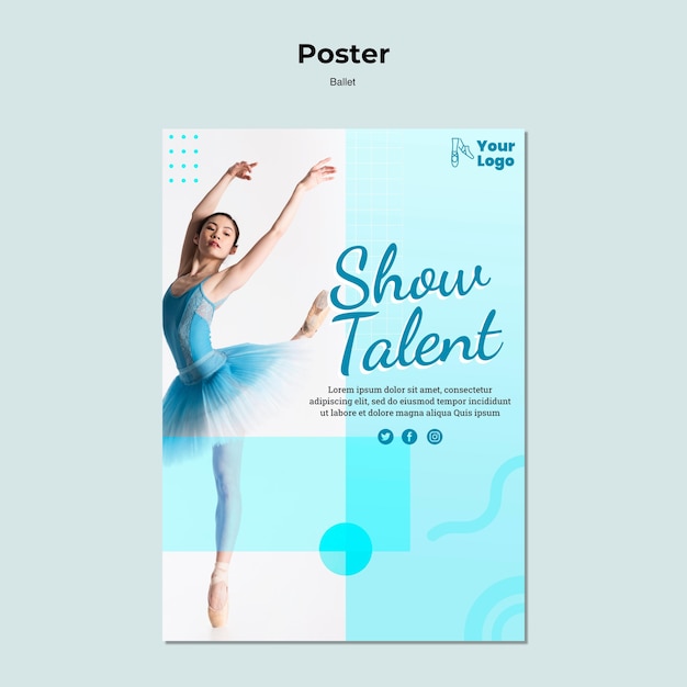 PSD gratuito modello di poster di ballerino di balletto