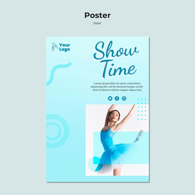 Free PSD ballet dancer poster with photo template