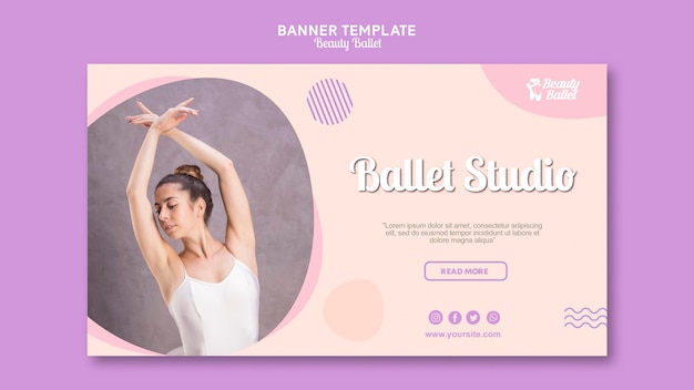 PSD gratuito modello dell'insegna di giorno di balletto