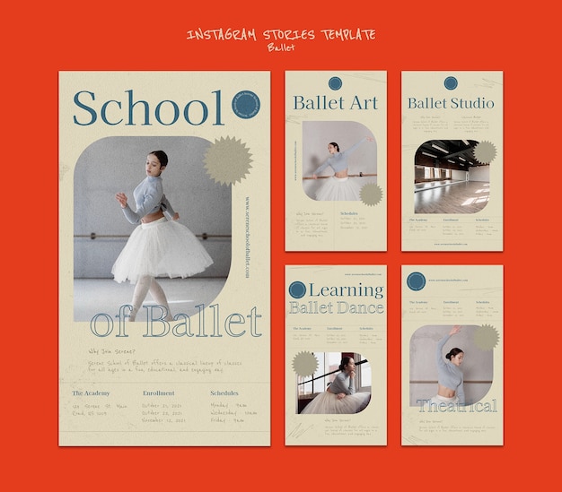 Modello di progettazione della storia di balletto insta