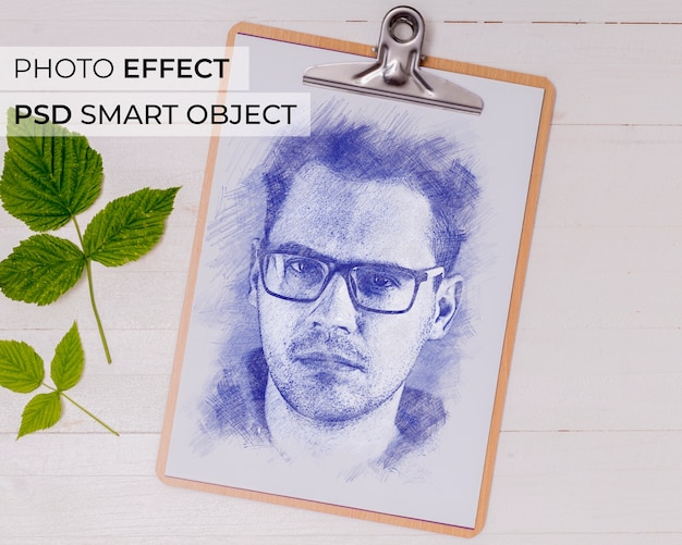 Free PSD ballpoint pen photo effect