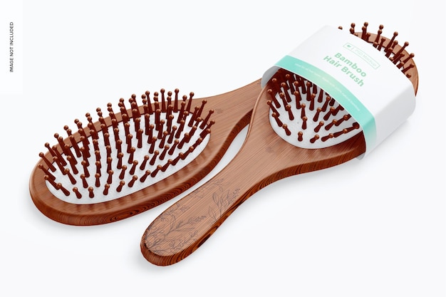 Mockup di spazzole per capelli in bambù, prospettiva Psd Gratuite