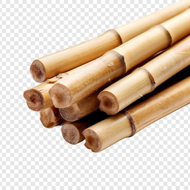 Free PSD bamboo sticks used for skewering food with selective isolated on transparent background