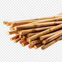 Free PSD bamboo sticks used for skewering food with selective isolated on transparent background