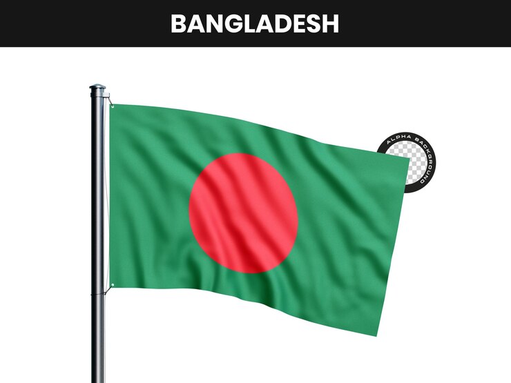 मुफ़्त PSD bangladesh flag waving on a pole