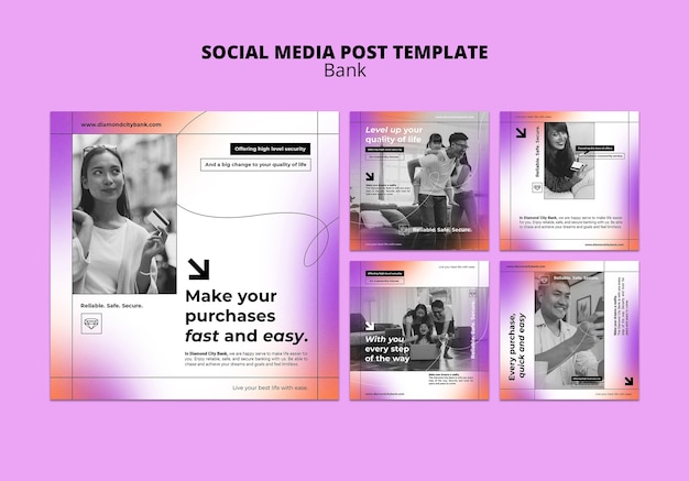 Free PSD bank design template of instagram post