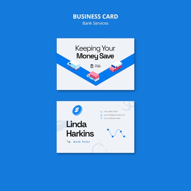 Free PSD bank services business card template