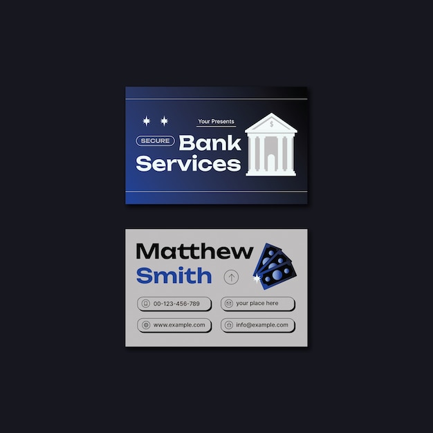 Free PSD bank services business card template