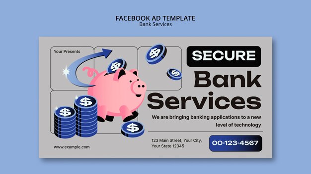 bank services facebook template
