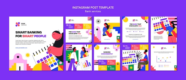 Free PSD bank services instagram posts template