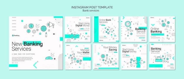 Free PSD bank services  instagram posts template