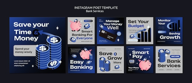 無料PSD 銀行サービスのinstagram投稿テンプレート