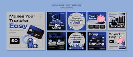 Free PSD bank services  instagram posts template