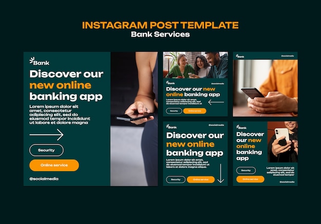 Free PSD bank services instagram posts