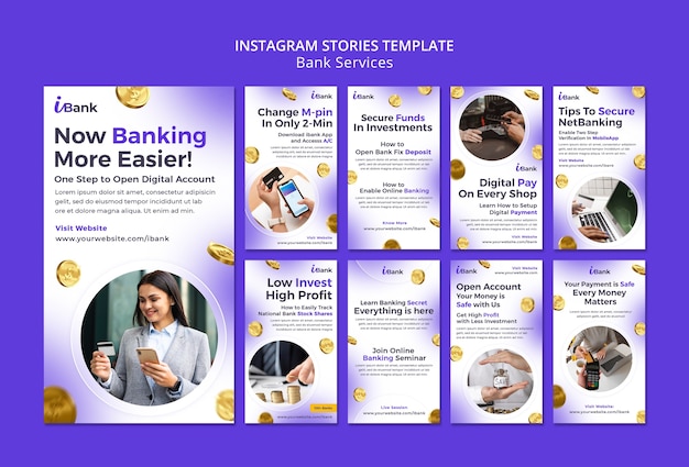 Free PSD bank services instagram stories template