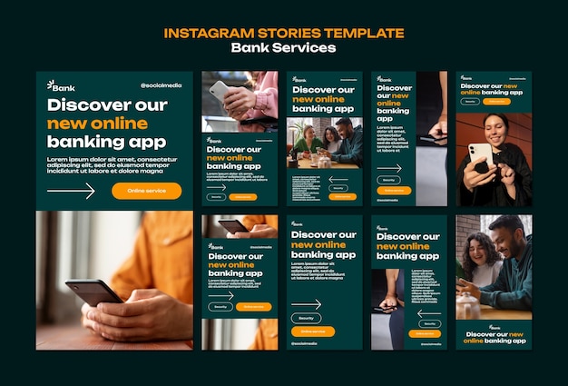 無料PSD 銀行サービスのinstagramストーリー