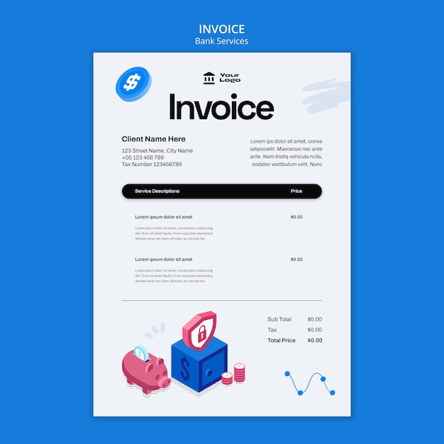 Free PSD bank services invoice template