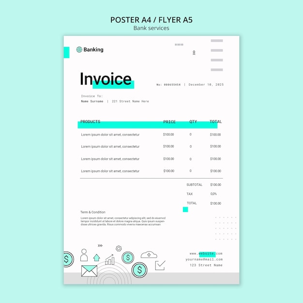 Bank services  invoice template