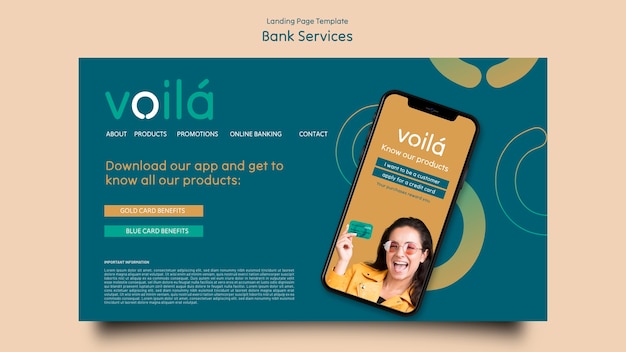 Free PSD bank services landing page template