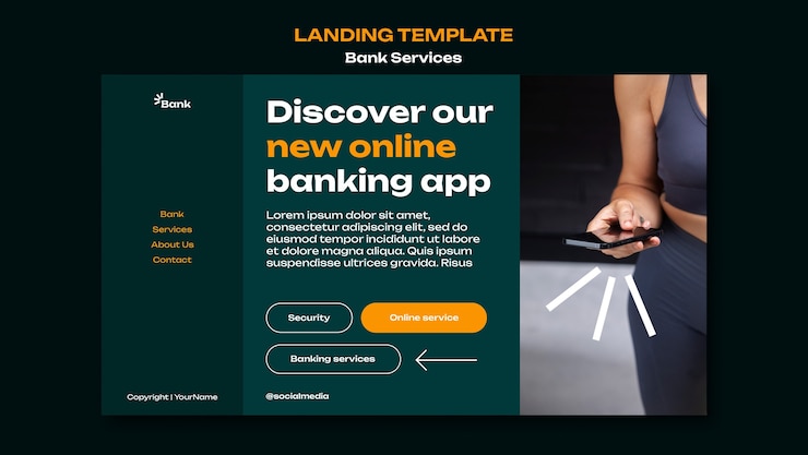 Free PSD bank services landing page template