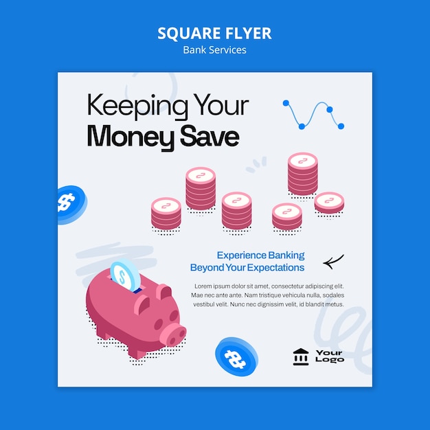 Bank Services Square Flyer Template