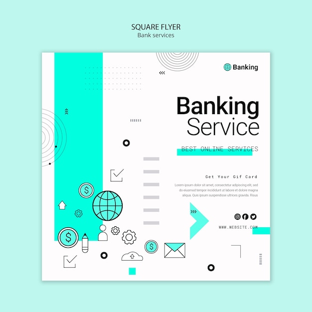 Free PSD bank services  square flyer template