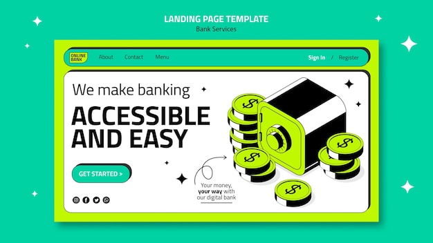 Free PSD bank services template design