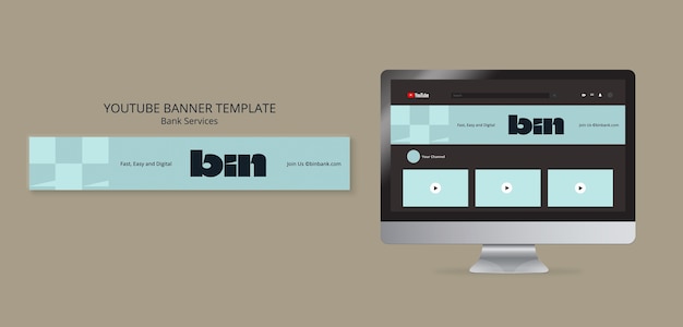 PSD gratuito modello di banner youtube per servizi bancari