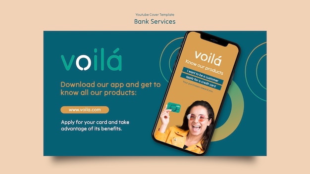 無料PSD 銀行サービスのyoutubeカバーテンプレート