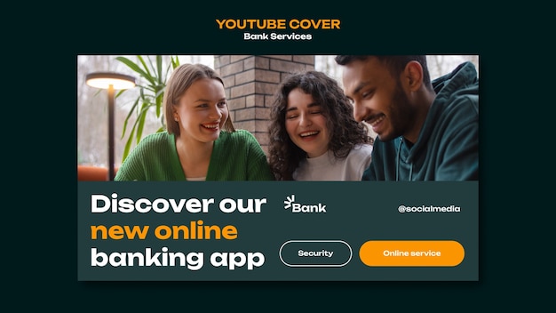 無料PSD 銀行サービスのyoutubeカバーテンプレート