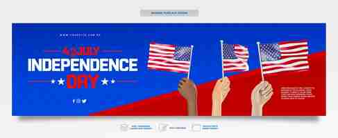 Free PSD banner american independence day in 3d render celebration template design