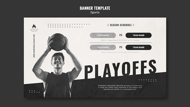 Бесплатный PSD Шаблон рекламного баннера для баскетбола