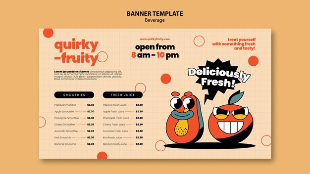 Banner beverage characters design template