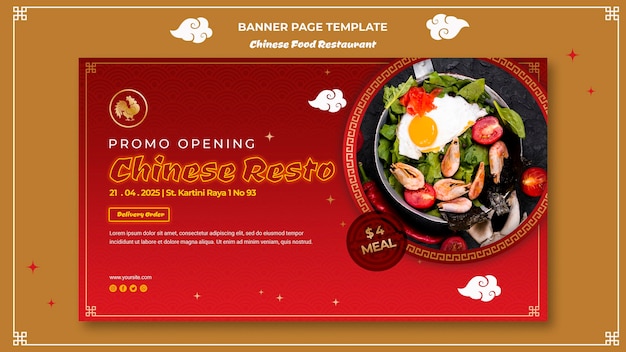 PSD gratuito banner modello di cibo cinese