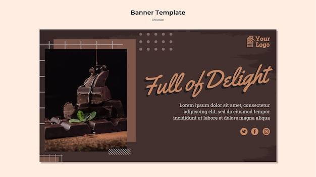 PSD gratuito banner modello di negozio di cioccolato